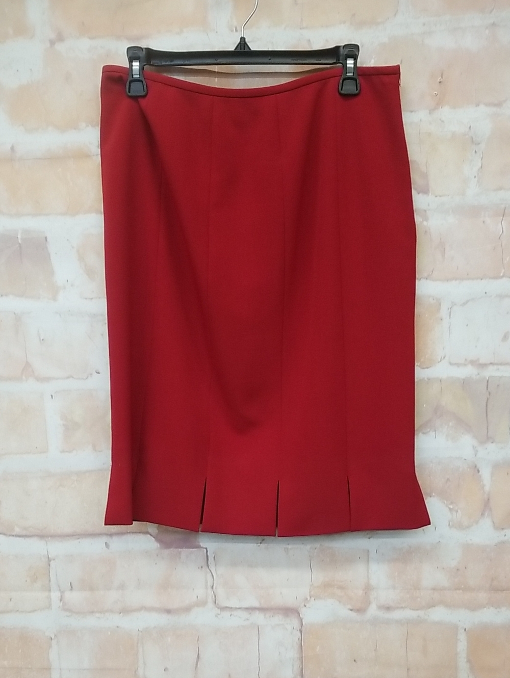Kasper Red Pencil Skirt with Front Slits